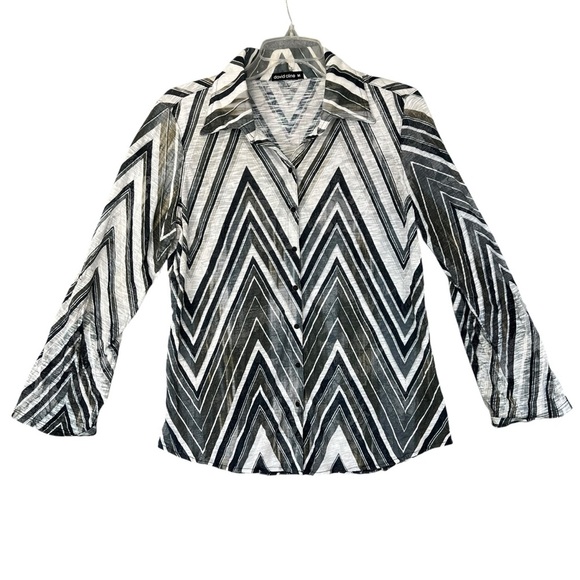 DAVID CLINE Crushed Roll Tab Sleeve Shirt Snap Front "Stone" Greys Size Medium - Picture 1 of 9